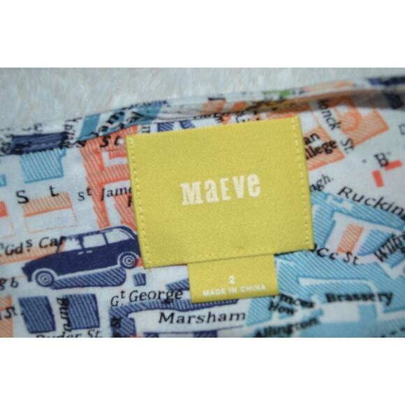 Anthropologie Maeve Cartography London Map Print Shirt Size 2 - Picture 4 of 5